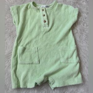 Zara Light Green Terry Cloth Baby Romper/Swimsuit Cover Up